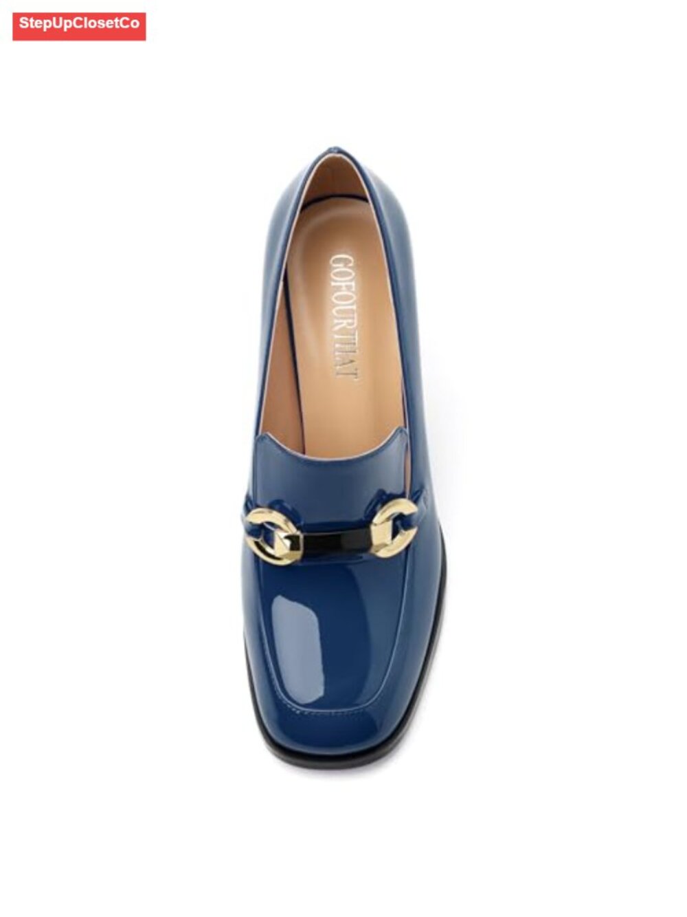 Patent Chunky Block Heels Square Toe Loafers Pumps Slip On Work Dress Shoes - Picture 5 of 6
